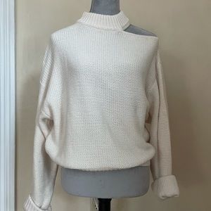 MISA Cream Cutout Mockneck Sweater